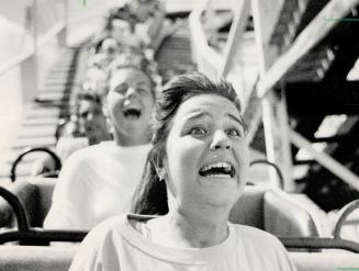 Scream maker: Selena Bishop, 15, of Timmins has a screaming good time on roller coaster at the Canadian National Exhibition yesterday