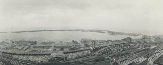 Image shows an aerial view of the Harbour and the lake.