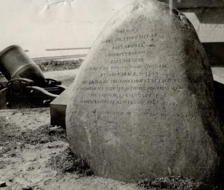 Stone in Exhibition Park, Toronto, which marks the site of Fort Rouille established in 1749 by order of King Louis XV of France