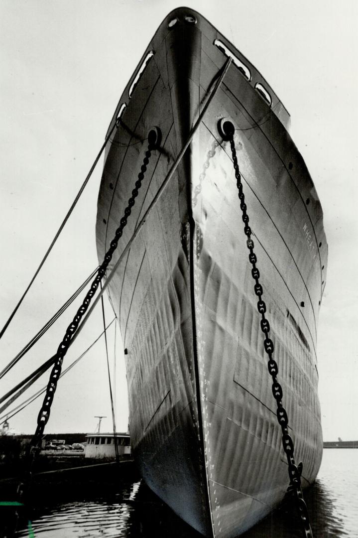 Image shows a big vessel on the lake.