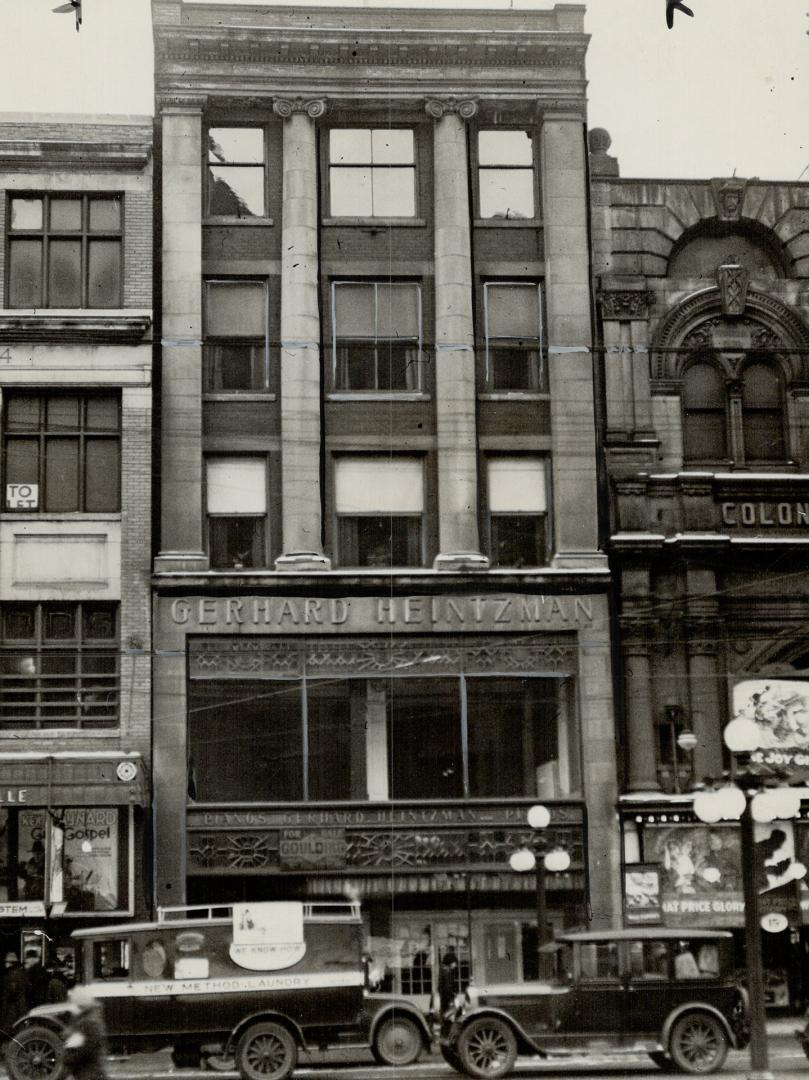 Building sold. Above is a photograph of the Gerhard Heintzman Company Limited building, 41-43 Queen street, west, which has been sold for $200,000 to (...)