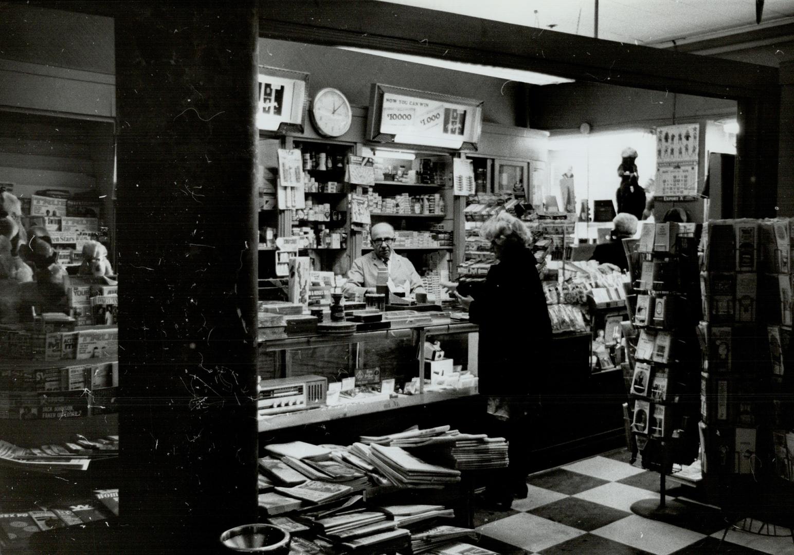 News stand in the lobby the metropace news vendor morris dacks has been there 9 yrs