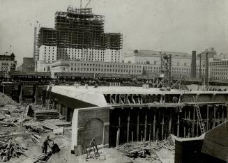 From the rear of the new Union station the huge new Royal York hotel under [Incomplete]