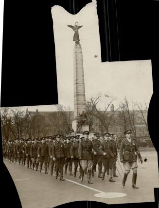 The Governor-General's Body guard passing the South African monument on University Ave