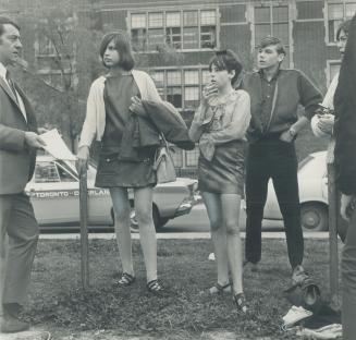 Mini-Skirted girls were among 10 students who walked out of Danforth Technical School yesterday