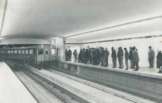 First train to make the west-east run on our new subway pulls into Keele St