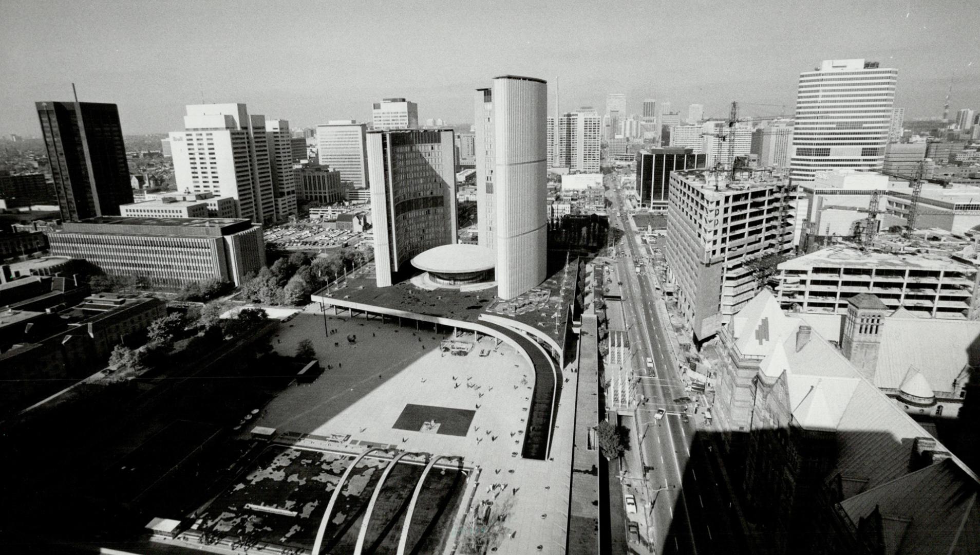 5. Lord Thomson's view from the 25th and top floor of the Thomson Building on Queen, looking north up Bay St