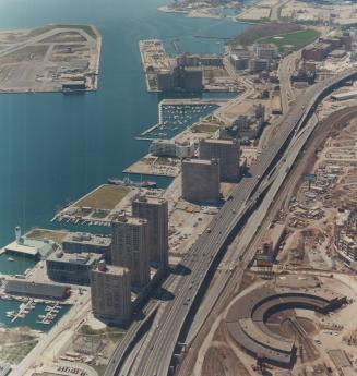 Image shows an aerial view of the waterfront.