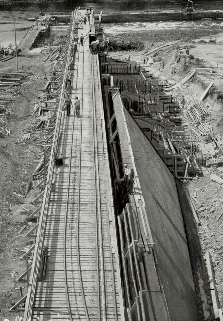 One of the huge dams under construction in the Ogoki diversion plan