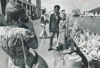 Tourists in Nassau in the Bahamas