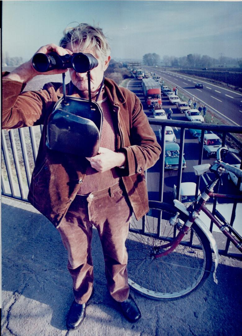 Freedom road: It took binoculars to get a full view of westbound traffic stretching 45 kilometres from Helmstedt to West Berlin