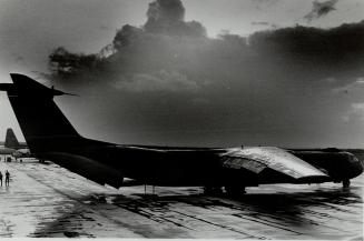 Barbados: A U.S. Air Force Galaxy C 5 sits on the tarmack 10/26 at early dawn at Grantley Adams International Airport 10/26 . Via UPI