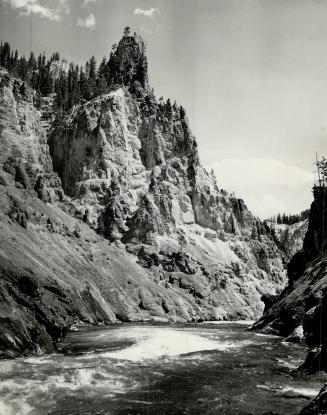 Multi colored Grand Canyon of the Yellowstone river in Yellowstone National Park