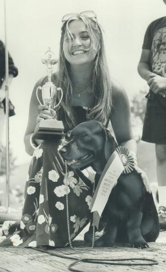 Bev Higginson with the champ of the show, Moose