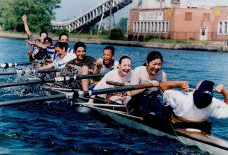 Earl Grey crew can't believe they won the race this is probably the pic to use there are fresh Air Fund Kids in the Boat