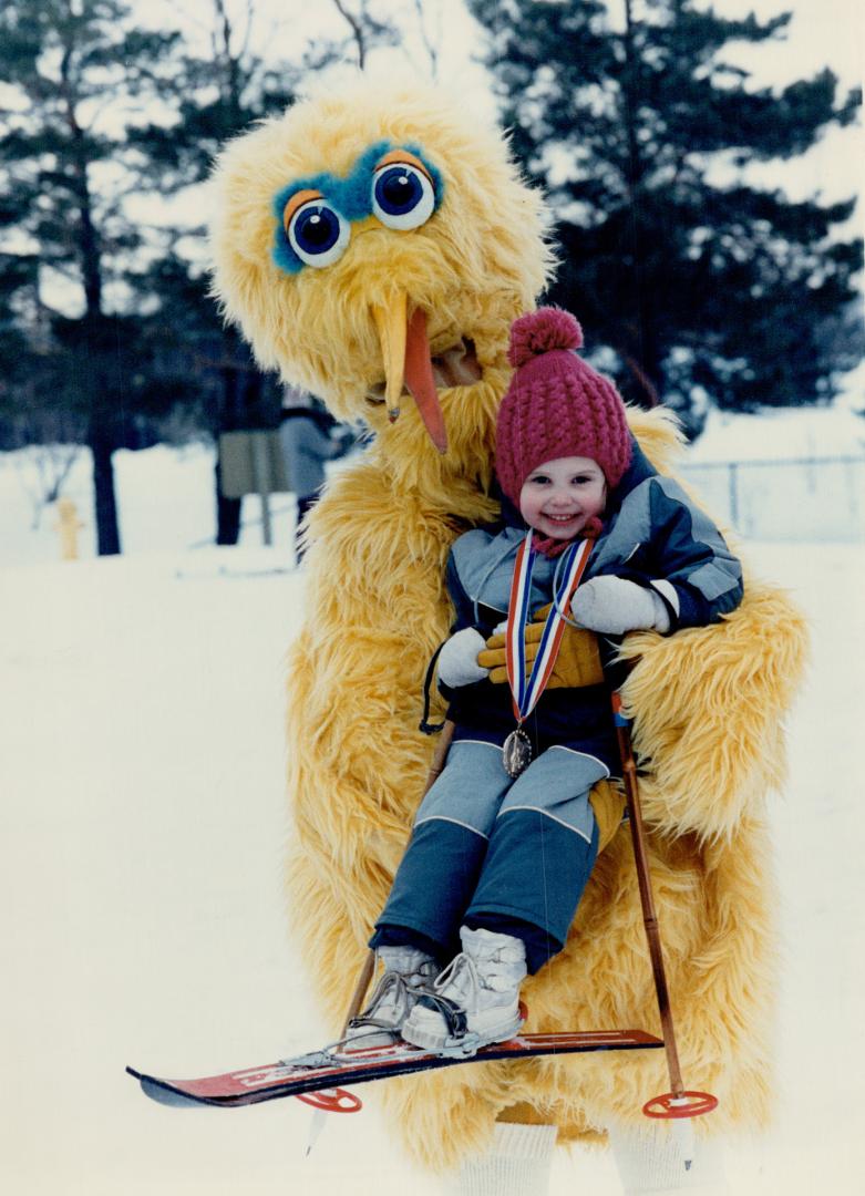 Nicole Dynes, 4, of Scarborough was delighted to find her friend Big Bird at the zoo