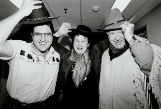 Authors Paul Quarington, Margaret Atwood and Timothy Findley performed, in cowboy hats and boots, country songs written by Atwood