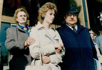 Debbie Bastien, flanked by her mother Pat Boutet (left) and lawyer Leon Paroian, talk to the media after the inquest rapped up, Thursday morning