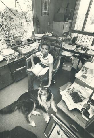 Pierre Berton's daughter Perri, 12, sits in her dad's office in their Kleinburg home, which is part of a house tour of area on June 14