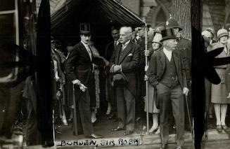 Sir Robt Borden and Capt. Derek Murphy, A.P.C. to Gov. Genl Hon. Martin Burill to Sir Roberts right