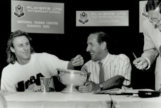 The iceman cometh: Former tennis great Bjorn Borg joined tournament director John Beddington at Player's draw at the National Tennis Centre yesterday