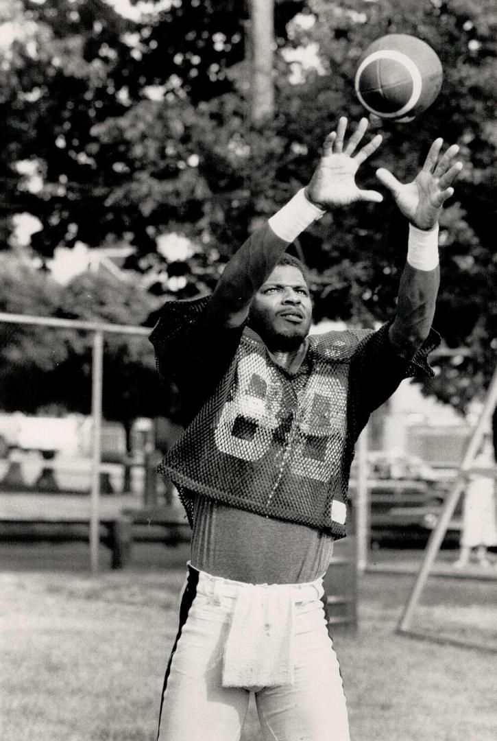 Back in action: Argo's latest acquisition, receiver Jeff Boyd, warms up at his first Toronto practice