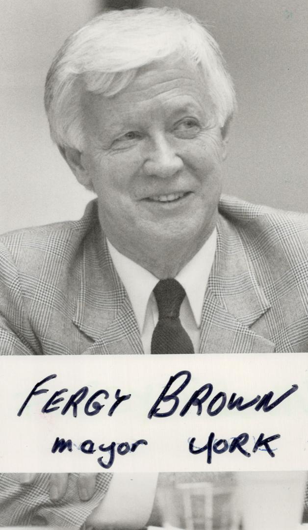 Fergy Brown, 67. A York council fixture since first being elected in 1969, Brown says he's continuing to create confidence in the city. He plans to bo(...)