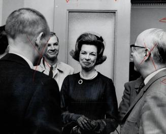 Dorothy Cameron chats to friends outside the court