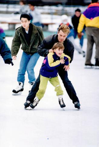 Actor and director Nicholas Campbell finds that skating witl-his son, Coal, takes the dread out of winter