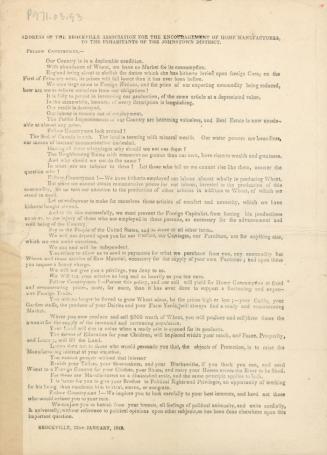 Address of the Brockville Association for the Encouragement of Home Manufacturers, to the inhabitants of the Johnstown District.