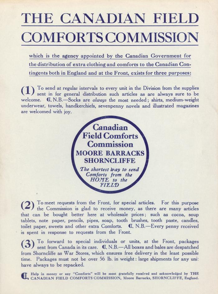 The Canadian Field Comforts Commission