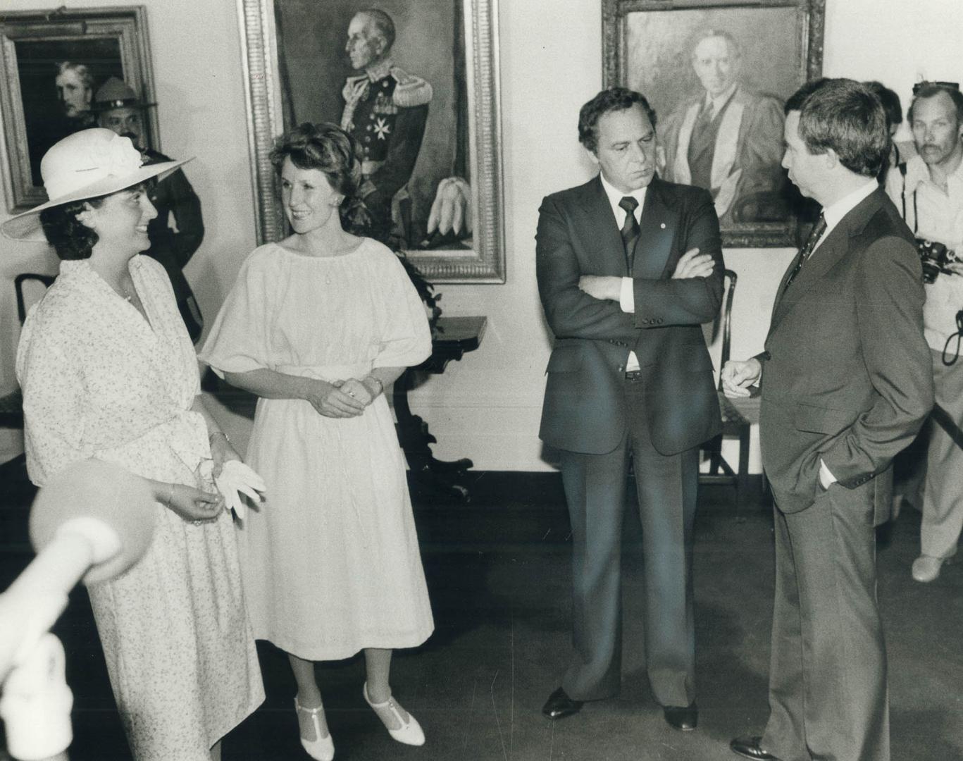 Maureen McTeer and Lily Schreyer, the governor-general and Clark turn on the small talk after the swearing-in ceremony