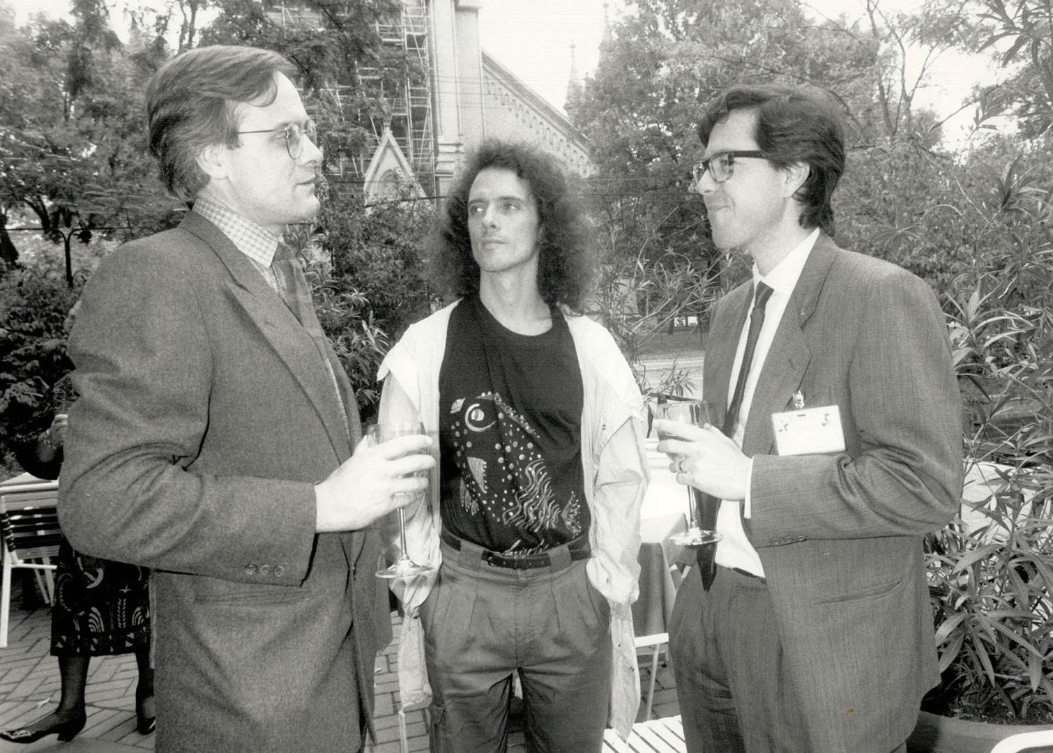 In the limelight: Top left, Pascale Hebert, publicist for Zoo, right, Zoo star Gilles Maheu, below, Ontario Film Development chairman Wayne Clarkson talks with choreographer Robert Desrosiers, right