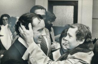 Still friends after campaigning against each other for mayor of Toronto, loser David Rotenberg (left) and winner David Crombie are near tears at Roten(...)