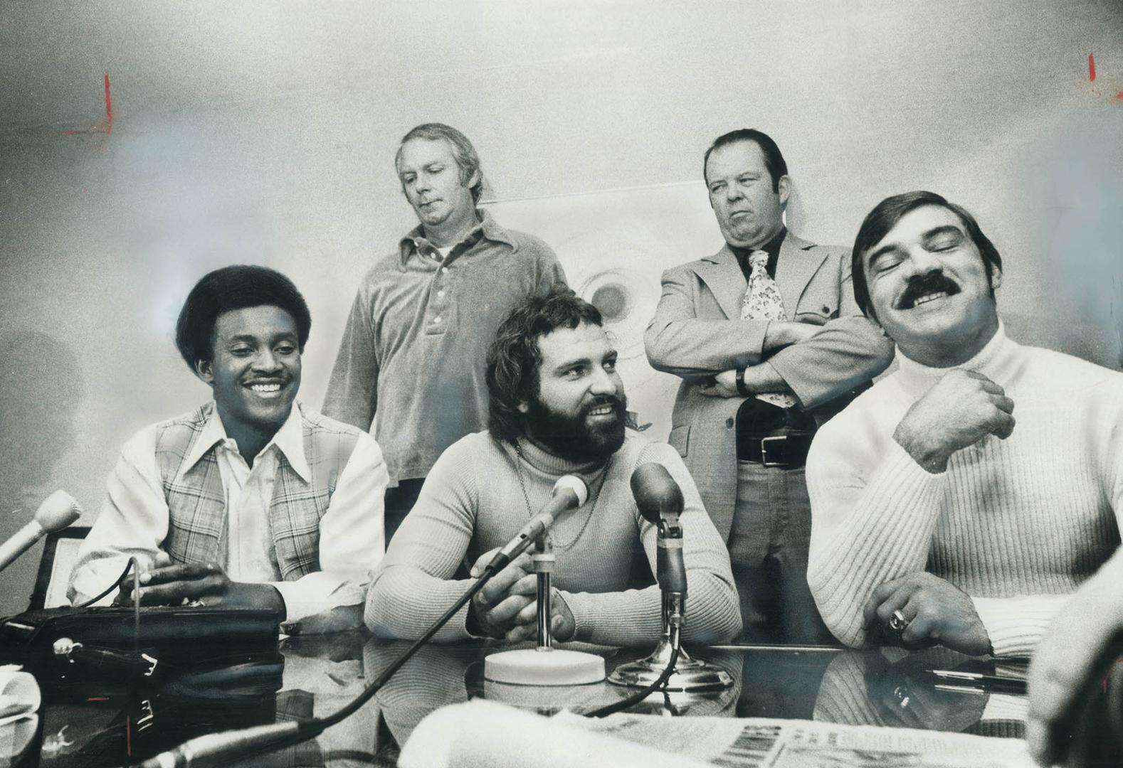 $3 Million worth of smiles. After signing a $3 million deal to play for the Toronto Northmen of the World Football League, Miami superstars (from left(...)