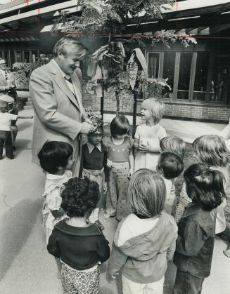 Premier William Davis meets some future voters on campaign trail