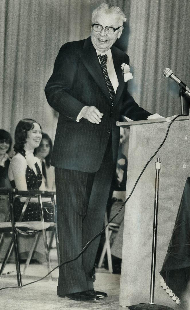 Back at Sir John A. Macdonald Collegiate institute in Agincourt, which he opened 10 years ago, former prime minister John Diefenbaker speaks last nigh(...)