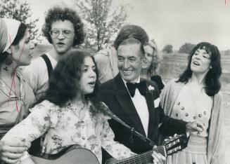 Brian Doherty, one of founders of the Shaw Festival at Niagara-on-the-Lake, joined in the singing at the party marking the opening of the new Shaw Fes(...)