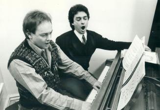 Two marks. Tenor Mark Dubois (in the dark sweater) and baritone Mark Pedrotti of the Canadian Opera Company will perform a joint concert at the Guelph Spring Festival next Saturday