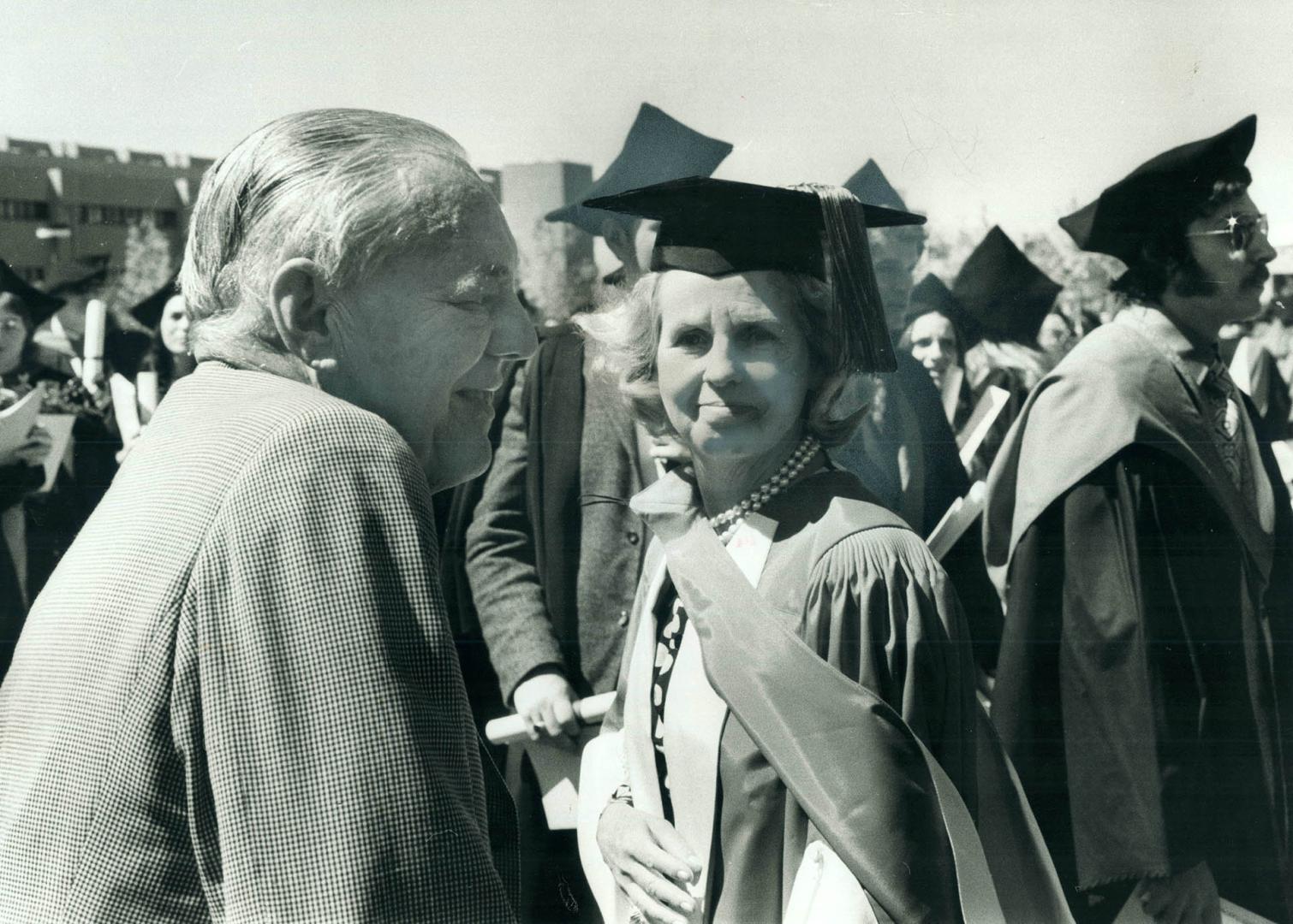 John David Eaton congratulates his wife after she received honorary doctorate of letters yesterday at convocation of York University's Winters and McL(...)