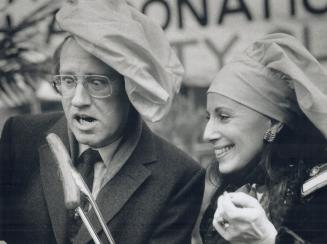 Where's the bun? Mayor Art Eggleton seems a little apprehensive as CKO radio personality Barbara Kingstone offers him a naked wiener during the fifth (...)