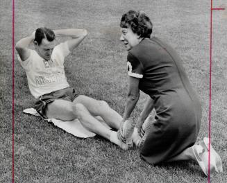 Bill Emmerton, a Tasmanian Aussie, worked out at Varsity Stadium yesterday in preparation for 'run to Expo