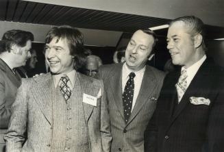 From left Timothy Findley, one of the centre of Jalam senes, Fletcher Markle, Thom Benson