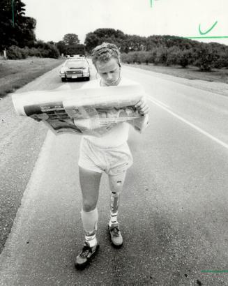 News break. Steve Fonyo took a break from his running yesterday between Brighton and Colborne to catch up on the news. The one-legged man, who is runn(...)