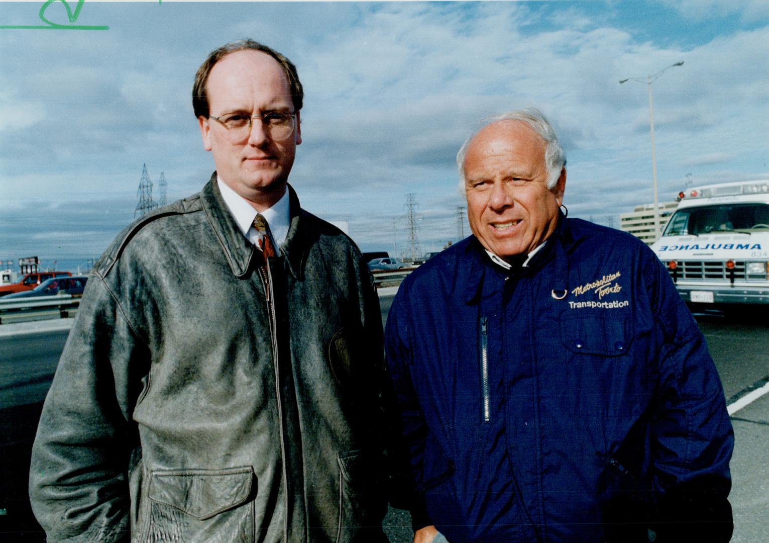 Scary Day: Graham Aldridge, left, tried to stop a police cruiser that later rear-ended Ron Phillips's vehicle