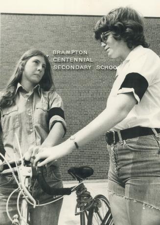 Black armbands for mourning. Black arm bands are worn at Centennial Secondary School in mourning for a student and teacher slain there by a student wh(...)