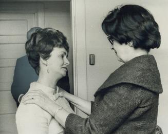 A Long Wait Ends: Mrs. Dan Truscott (left) and authoress Isabel LeBourdais console each other on learning of today's 8-1 decision to uphold Steven Tru(...)