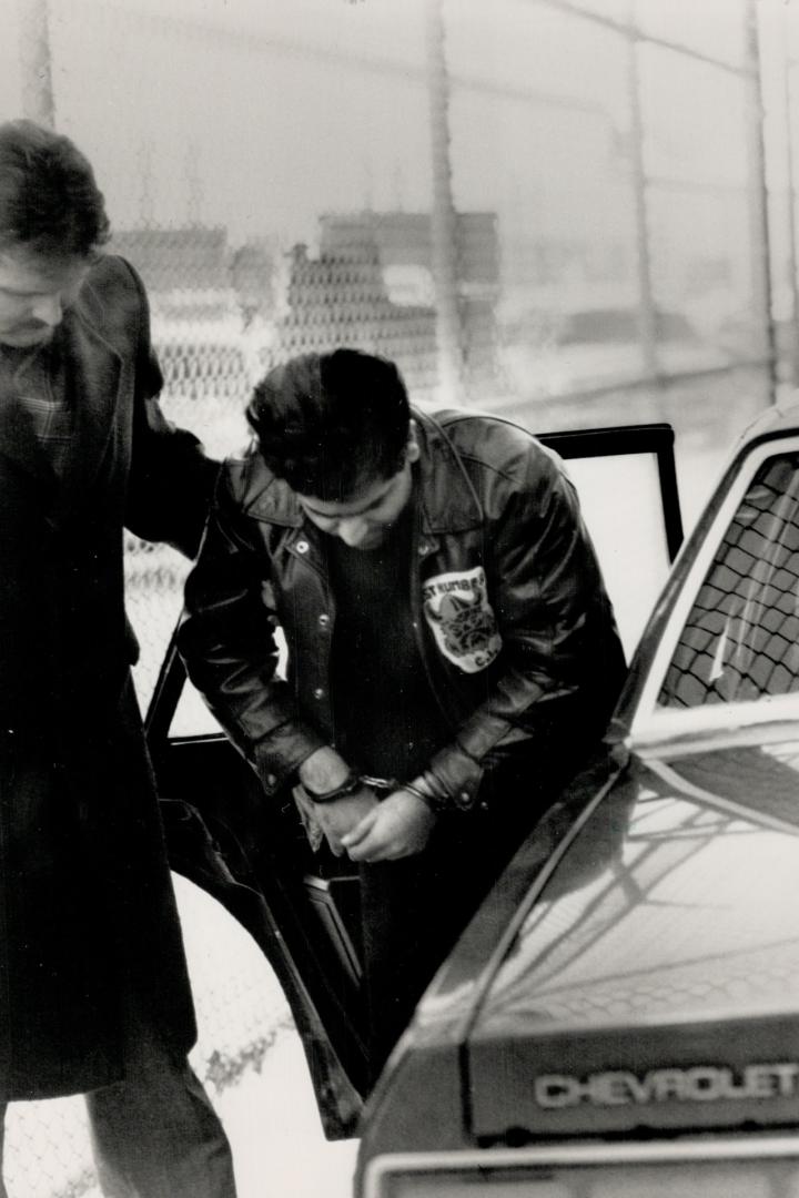 CO-accused: Tabrez Hamidami is helped from a police car before appearing in court yesterday