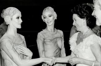 Royal performance, Princess Margaret chats backstage to members of the British Royal Ballet after their performance at the O'Keefe Centre on Tuesday n(...)