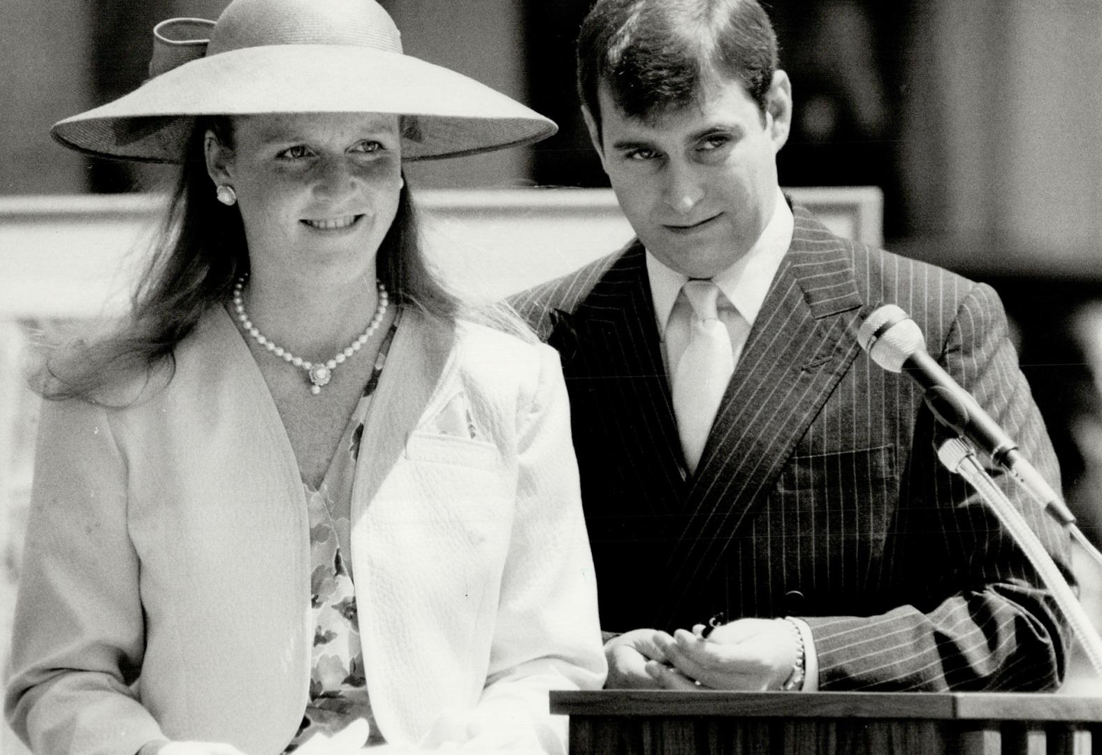 All eyes: After the duke and duchess listened to Mayor Art Eggleton speak of the Town of York's history, Andrew said, I used to be known as Prince Andrew and now I'm the Duke of York